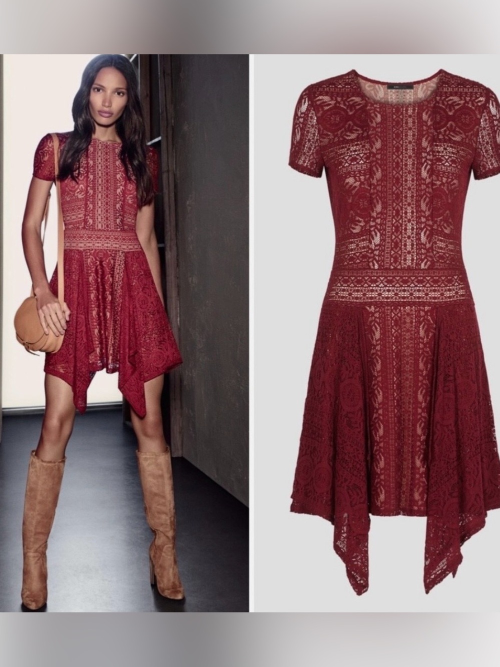 BCBG MaxAzria Aileen Lace dress in Cranberry size Small
